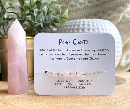 Gold Chain Rose Quartz Bracelet