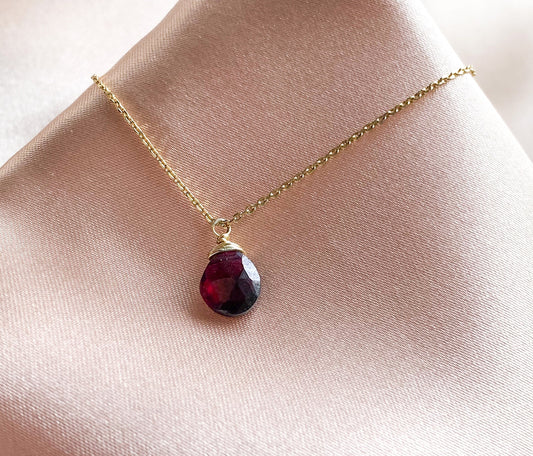Garnet Drop Pendant & Necklace