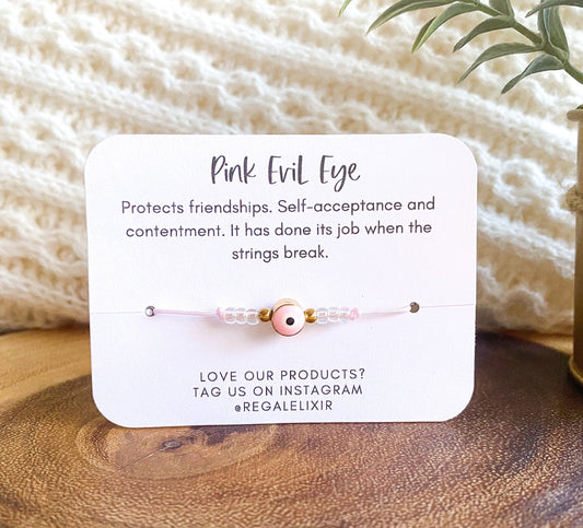 Pink Evil Eye Bracelet | Gold eye