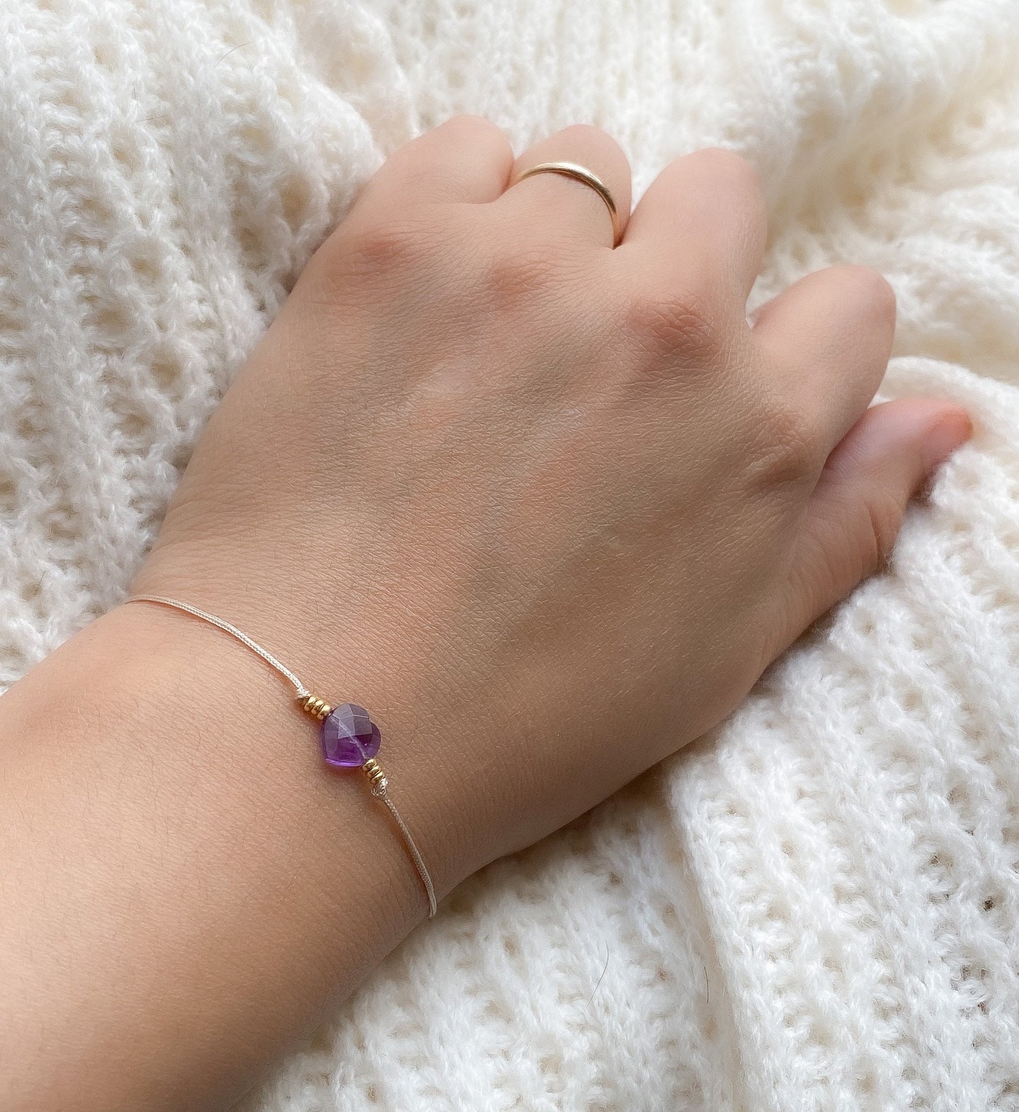 Amethyst Heart Bracelet