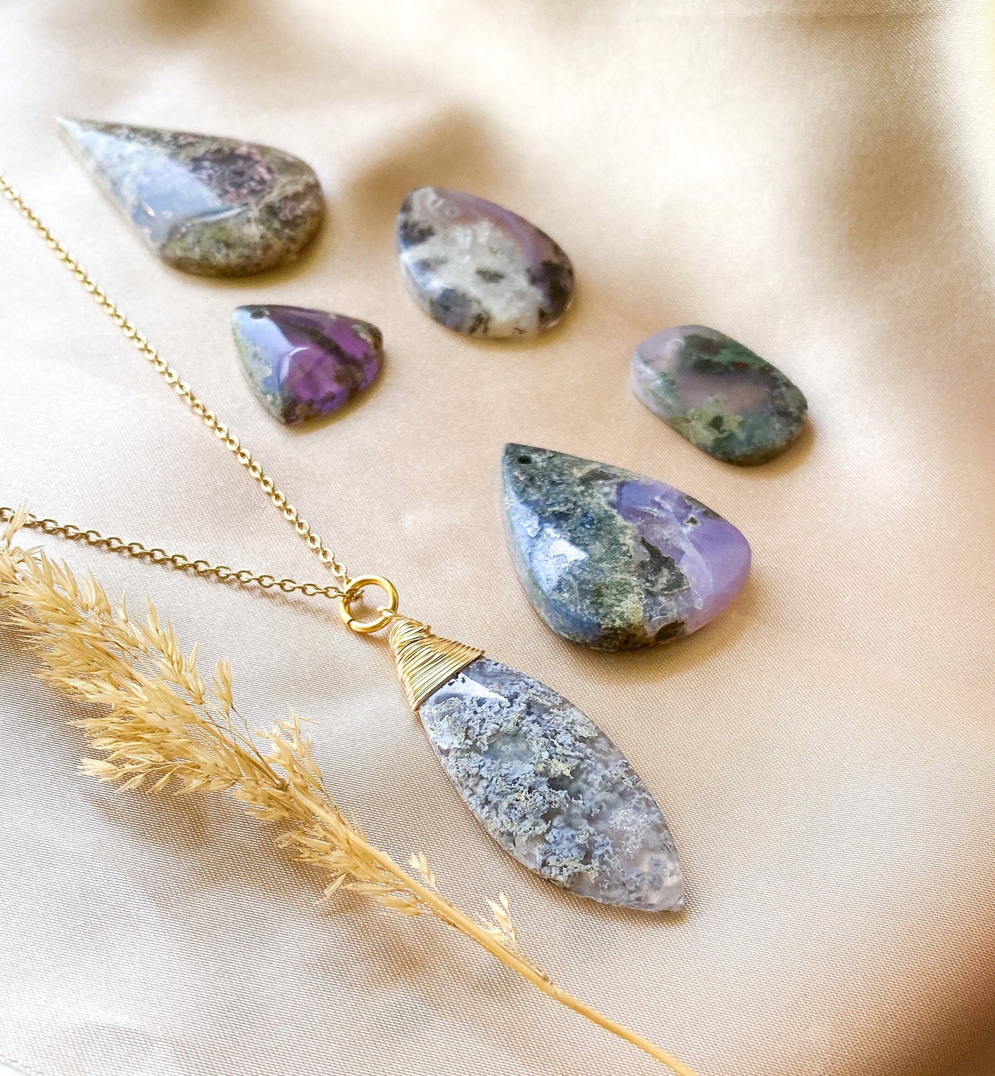 Purple Moss Agate Pendant & Necklace | YOU CHOOSE