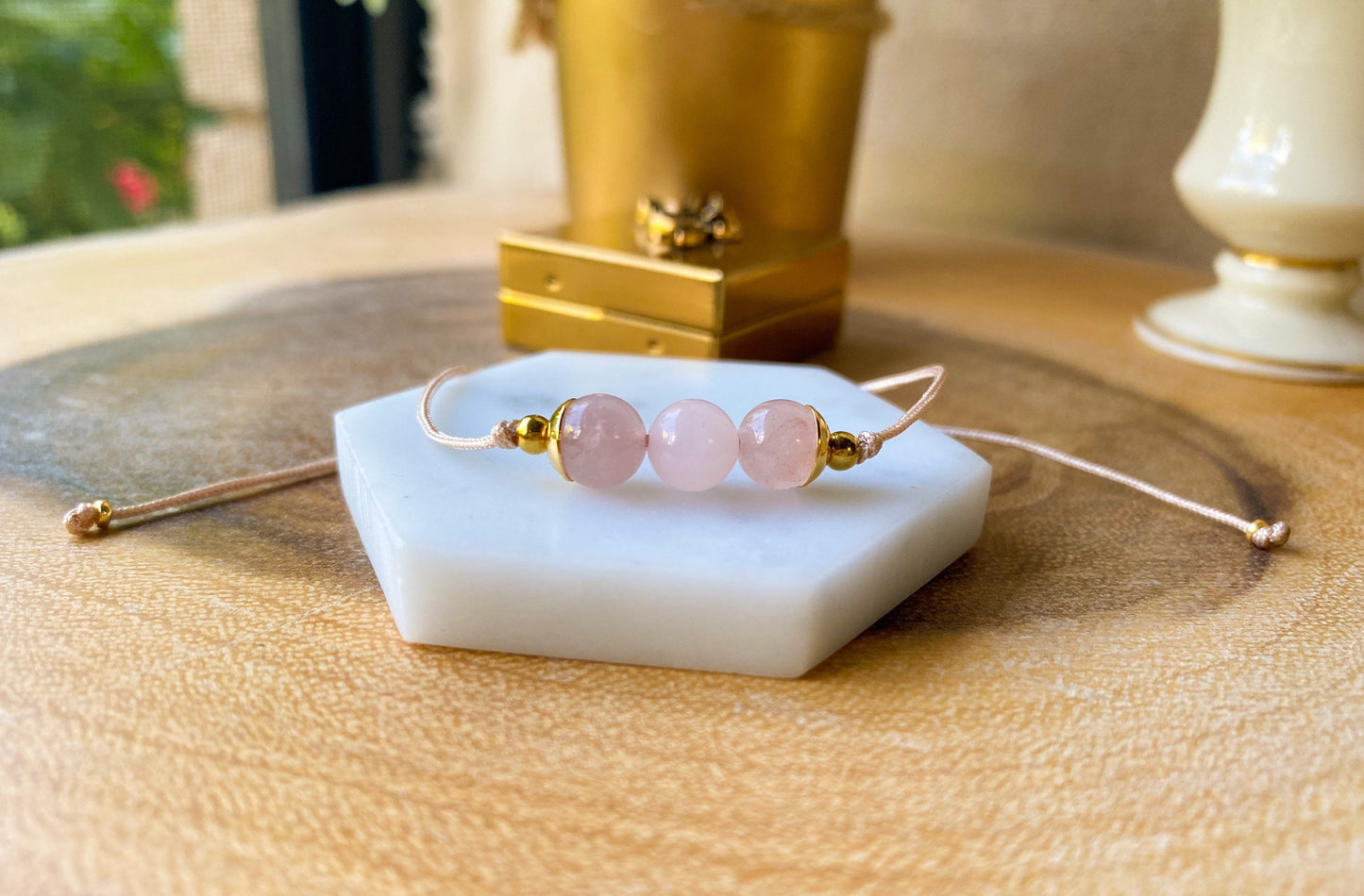 Rose Quartz - Gold Accent