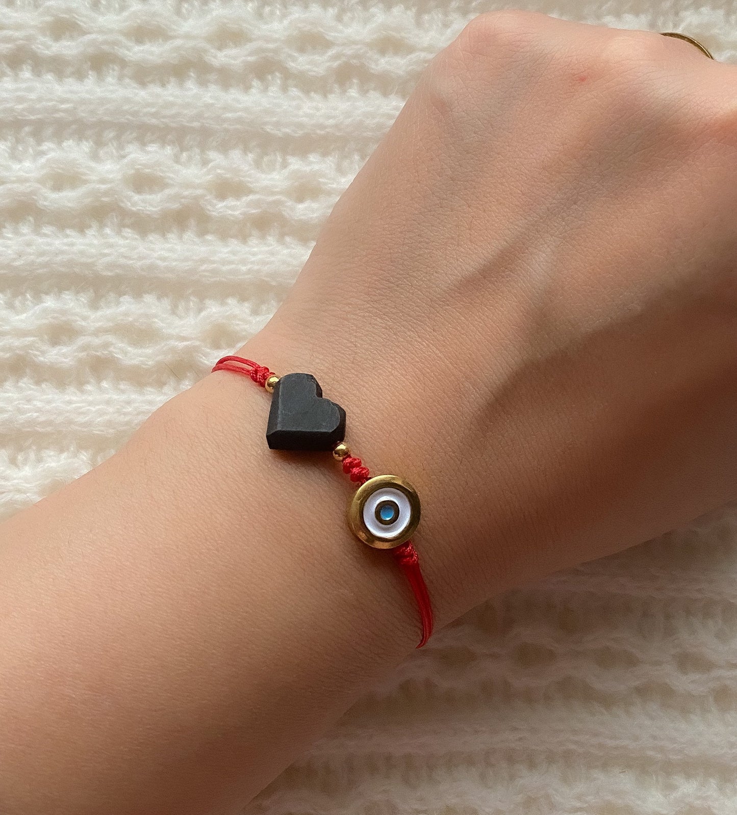 Azabache heart bracelet | protection bracelet | genuine azabache bracelet | red string azabache bracelet