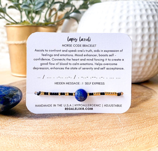 Lapis Lazuli coin bracelet | I SELF EXPRESS  - Morse code